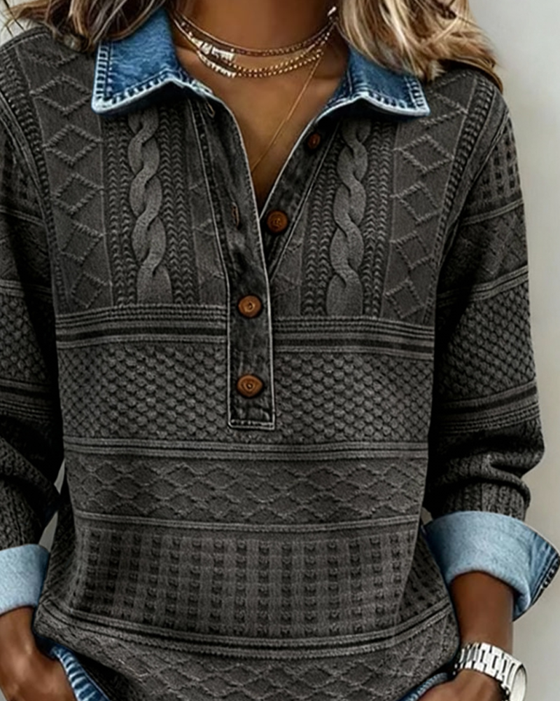 Dolores | Sudadera con medio botón y cuello