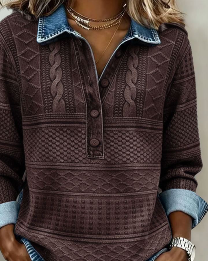 Dolores | Sudadera con medio botón y cuello
