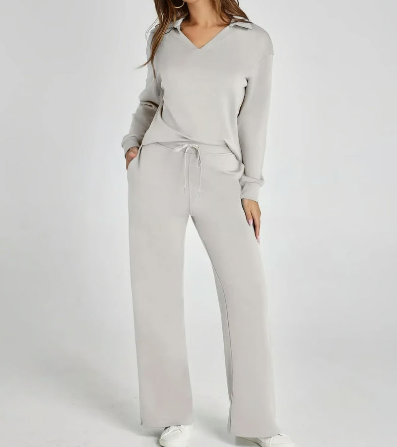 Blanca | Conjunto de dos piezas con pantalones acampanados