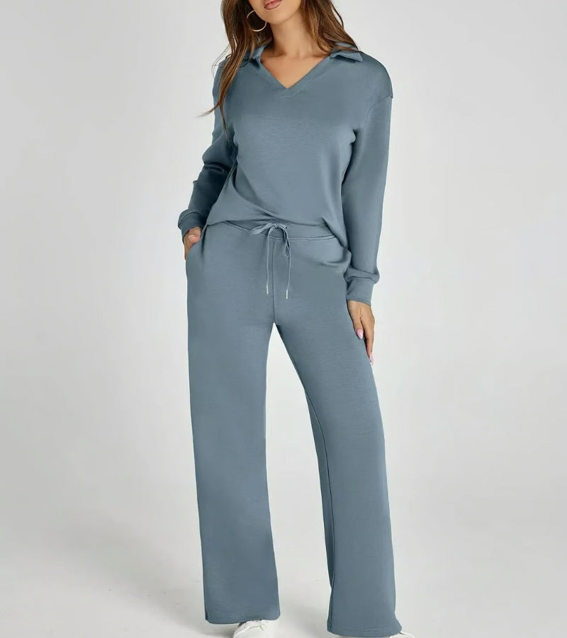 Blanca | Conjunto de dos piezas con pantalones acampanados