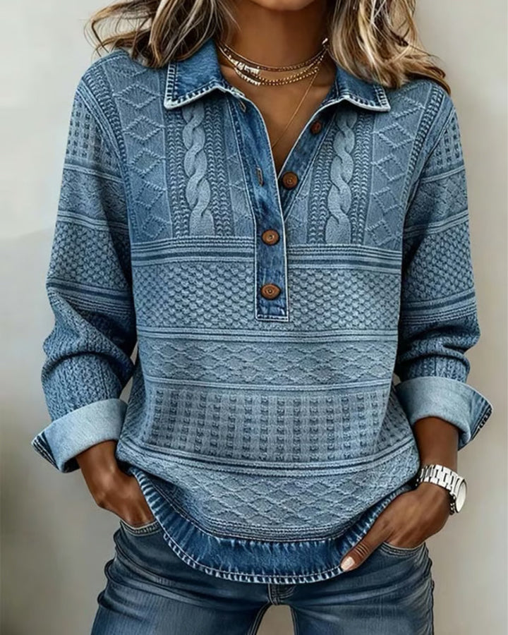Dolores | Sudadera con medio botón y cuello