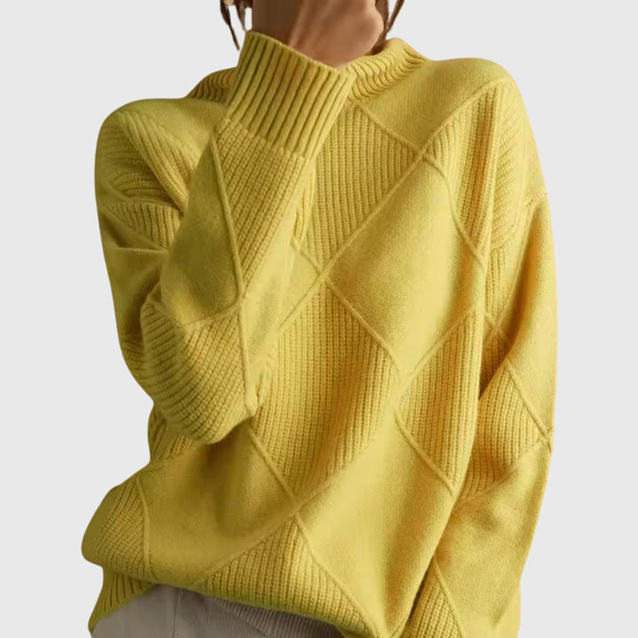 Angela | Jersey de cuello alto con diseño geométrico