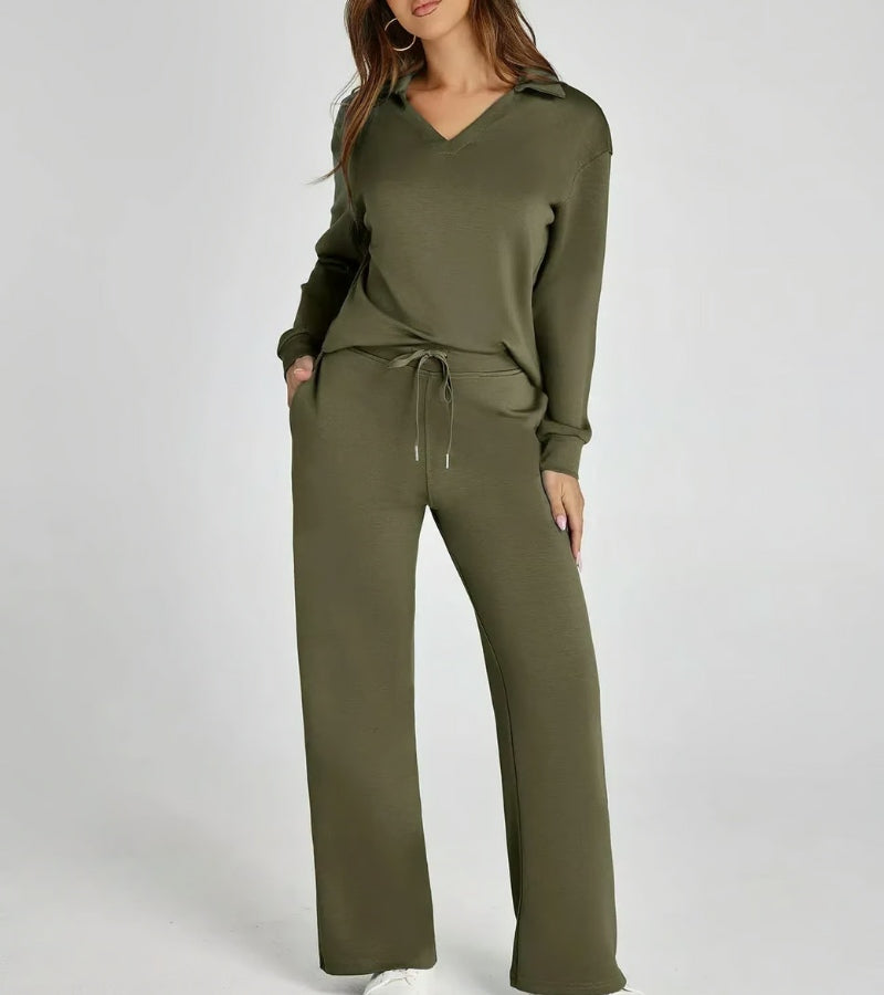 Blanca | Conjunto de dos piezas con pantalones acampanados