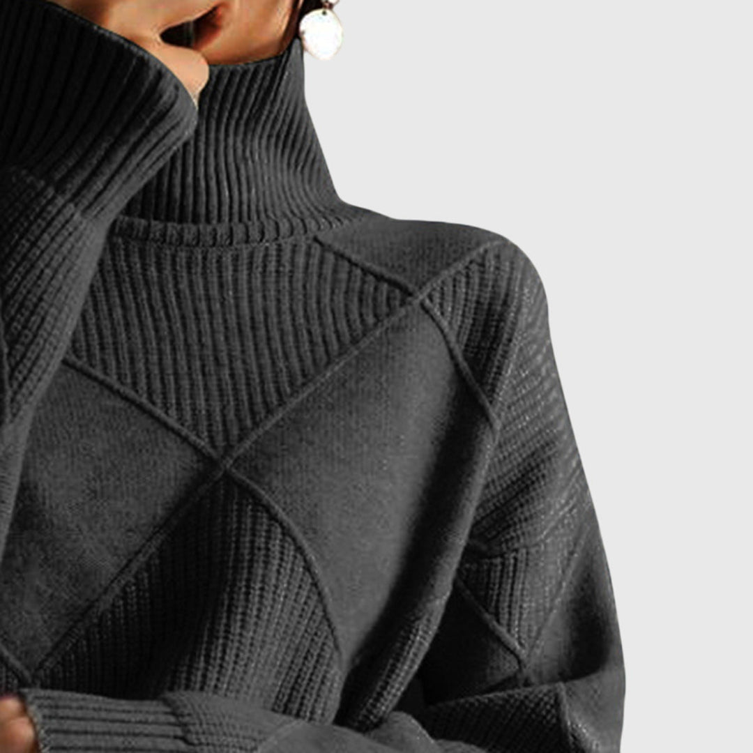 Angela | Jersey de cuello alto con diseño geométrico