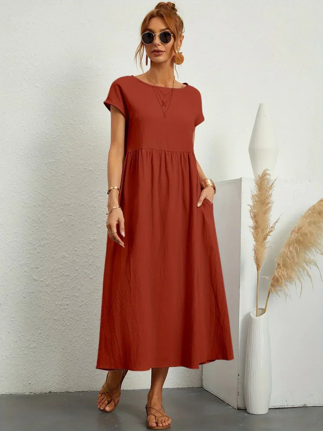 Liora™ | Vestido Ligero de Algodón con Bolsillos