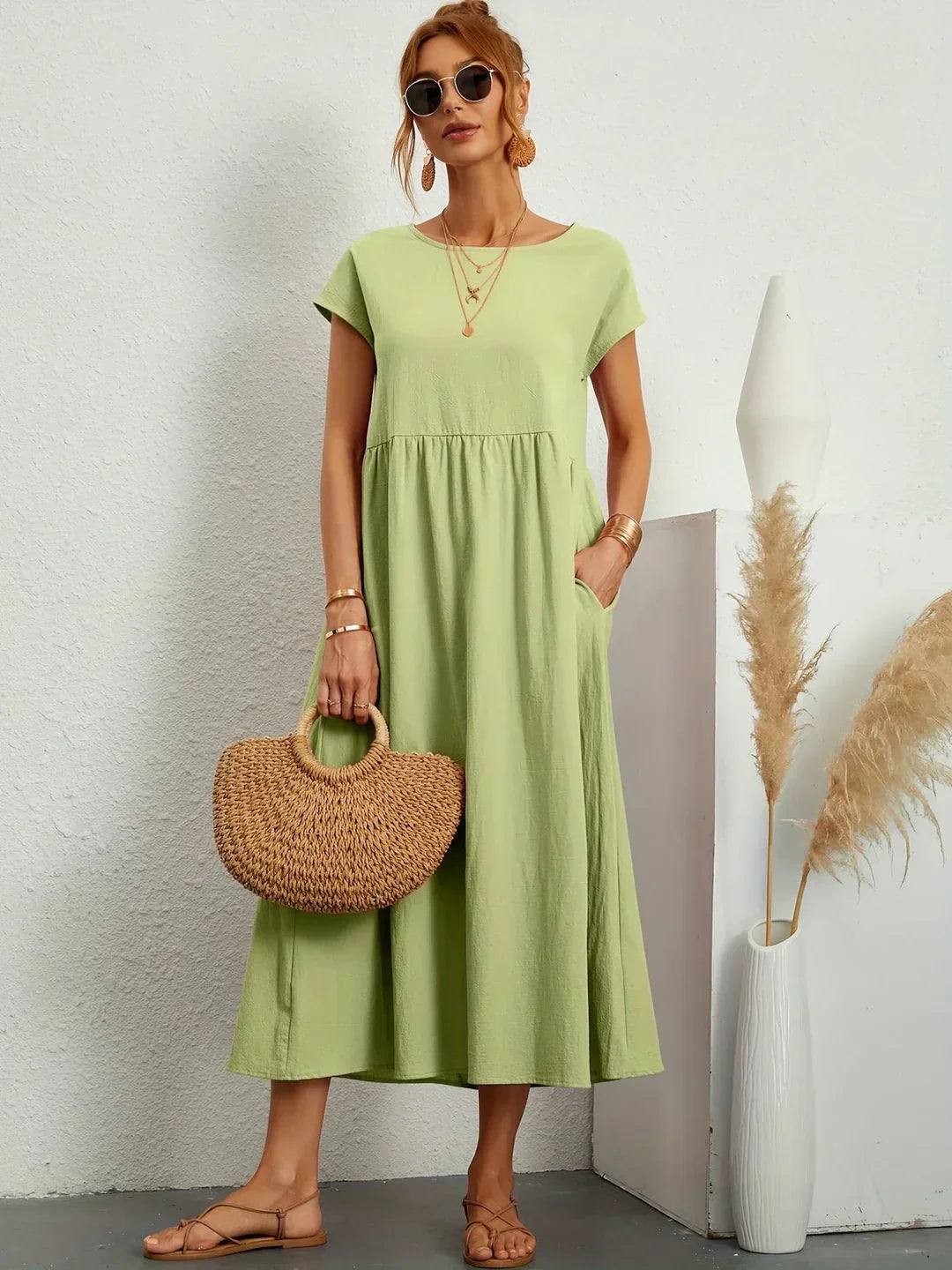 Liora™ | Vestido Ligero de Algodón con Bolsillos