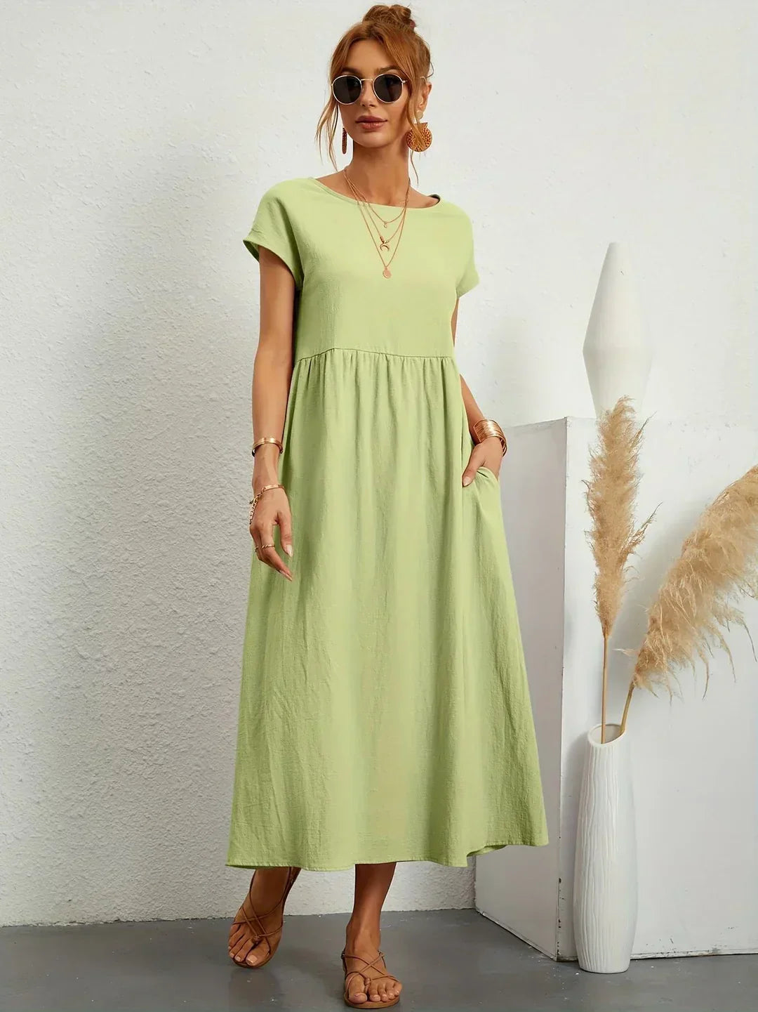Liora™ | Vestido Ligero de Algodón con Bolsillos
