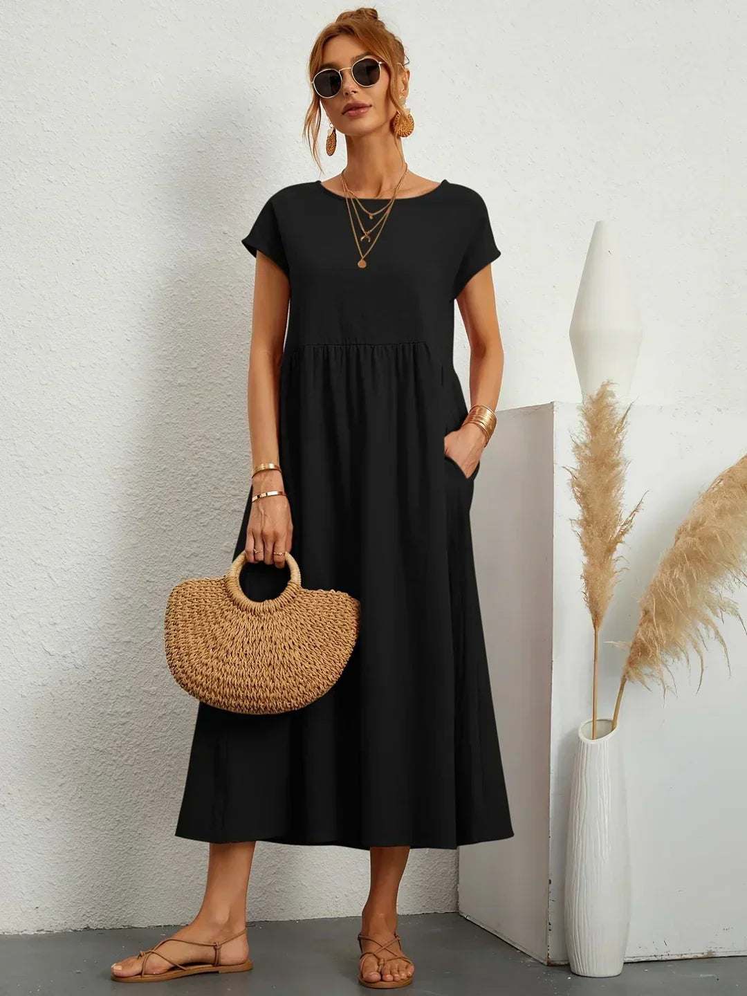 Liora™ | Vestido Ligero de Algodón con Bolsillos