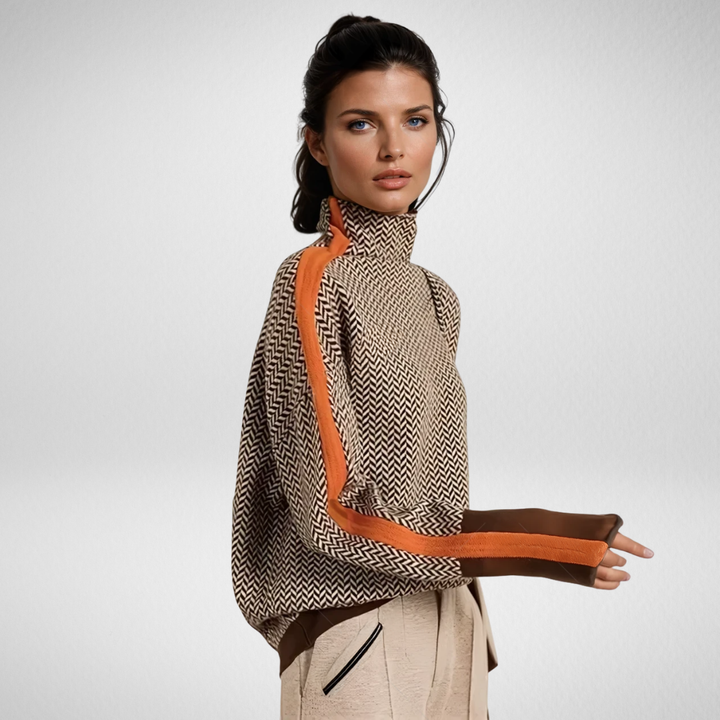 Irene | Jersey de cuello alto con rayas en contraste