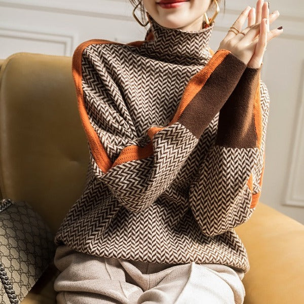 Irene | Jersey de cuello alto con rayas en contraste