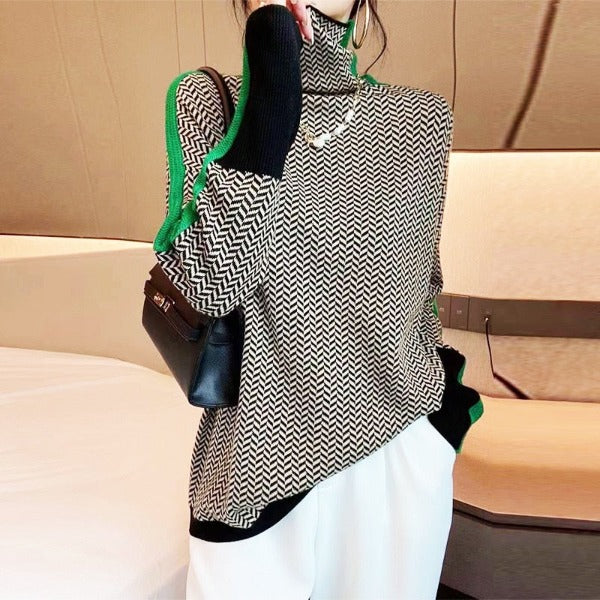 Irene | Jersey de cuello alto con rayas en contraste