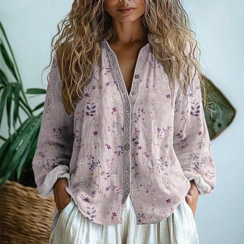 Claudia | Blusa vintage con estampado de hojas