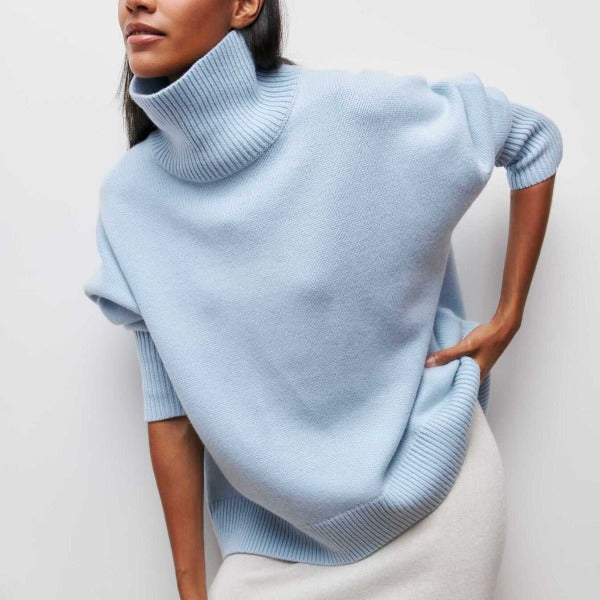 Paloma™ | Suéter Oversize de Algodón con Cuello Alto