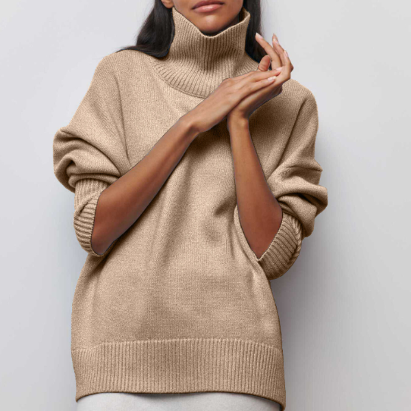 Paloma™ | Suéter Oversize de Algodón con Cuello Alto