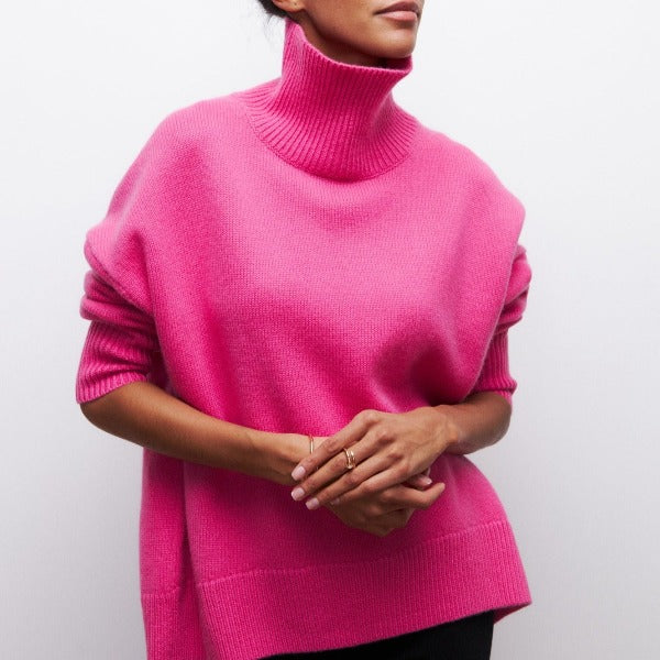Paloma™ | Suéter Oversize de Algodón con Cuello Alto