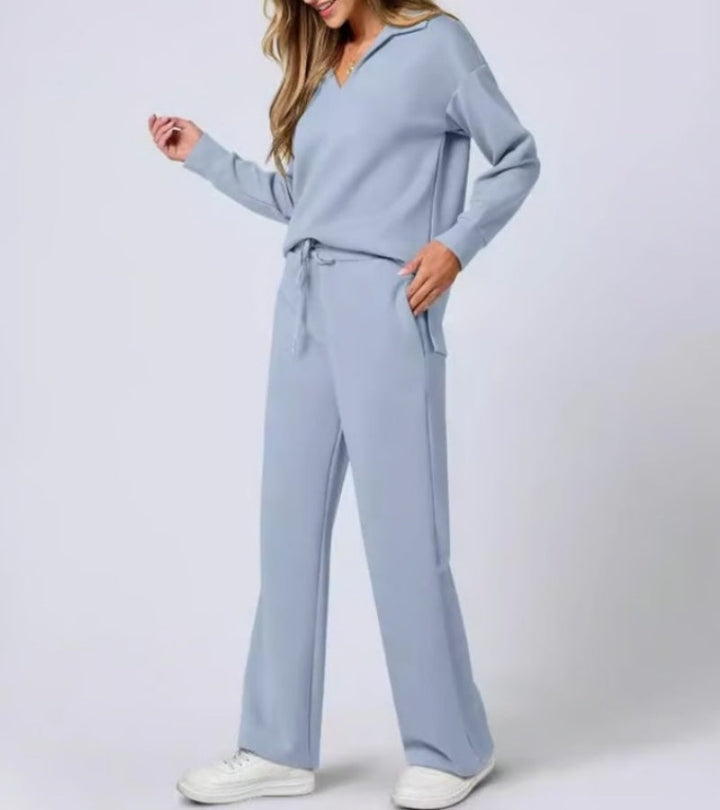 Blanca | Conjunto de dos piezas con pantalones acampanados