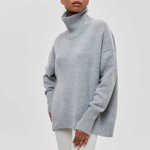 Paloma™ | Suéter Oversize de Algodón con Cuello Alto
