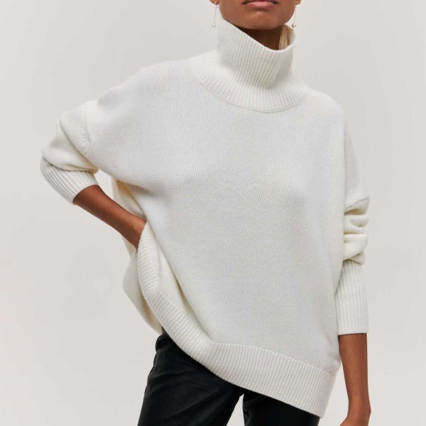 Paloma™ | Suéter Oversize de Algodón con Cuello Alto