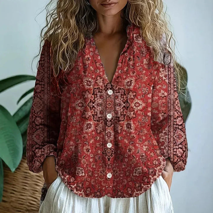 Claudia | Blusa vintage con estampado de hojas