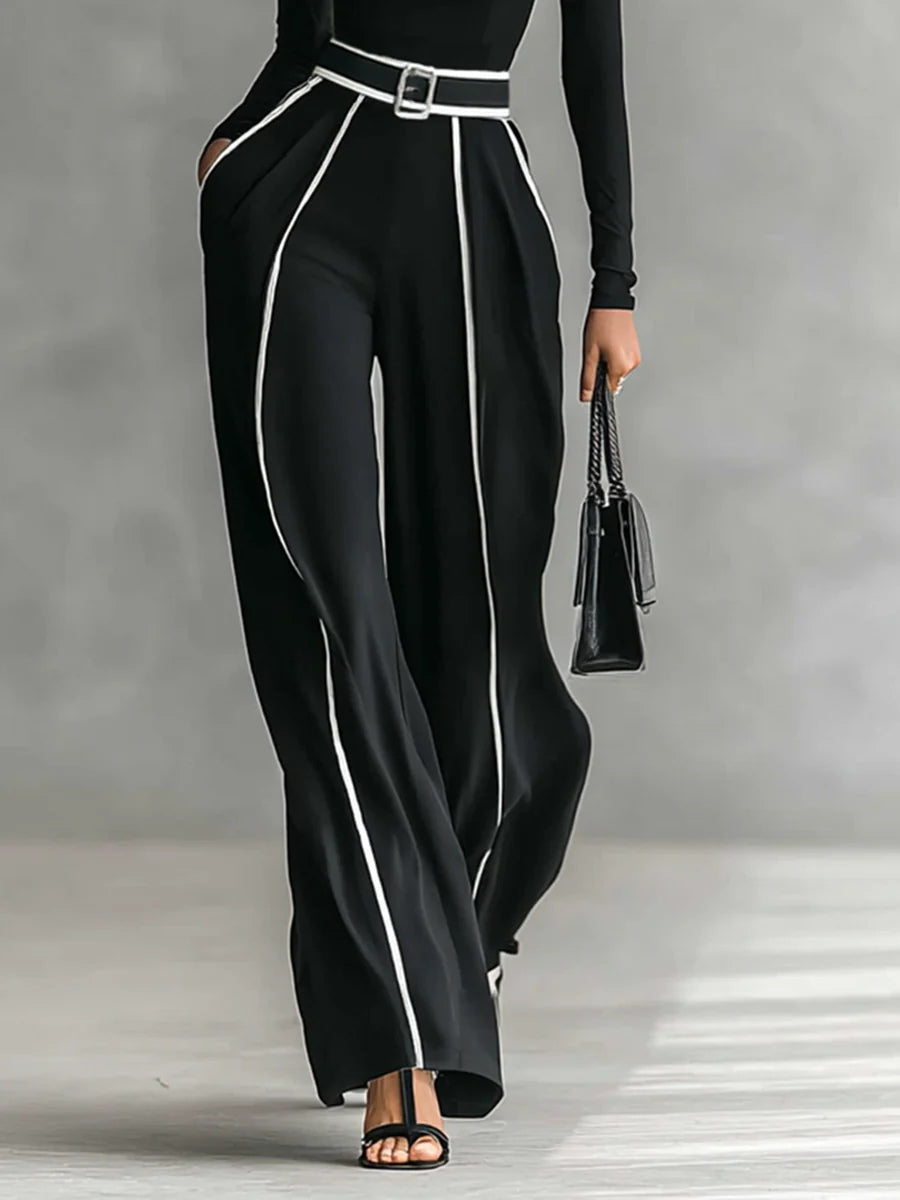 Emma ❘ Conjunto elegante de dos piezas con cuello alto y pantalón ancho