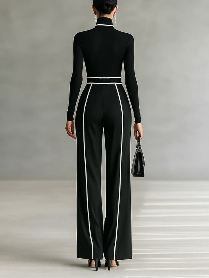 Emma ❘ Conjunto elegante de dos piezas con cuello alto y pantalón ancho