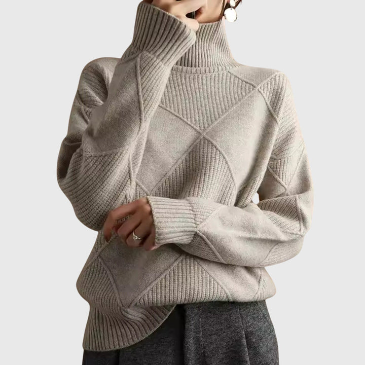 Angela | Jersey de cuello alto con diseño geométrico