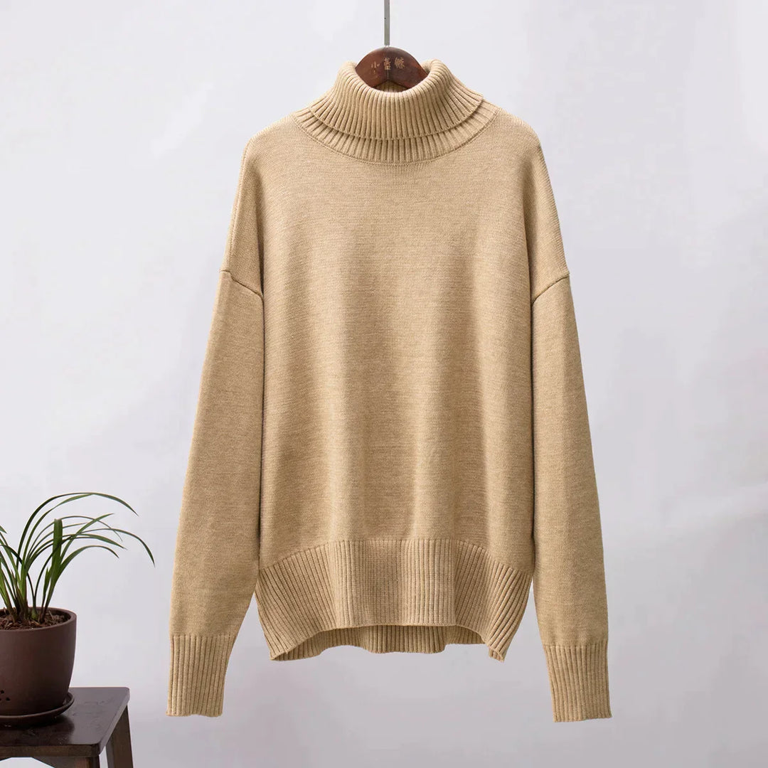 Paloma™ | Suéter Oversize de Algodón con Cuello Alto