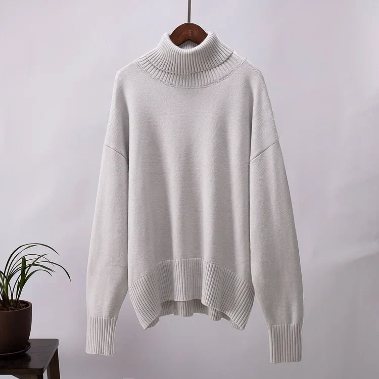 Paloma™ | Suéter Oversize de Algodón con Cuello Alto