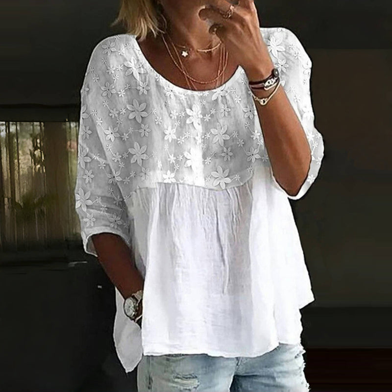 Mariana™ | Blusa con Patchwork Bordado de Flores