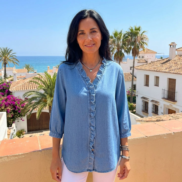Lucía | Blusa denim fluida con cuello en V