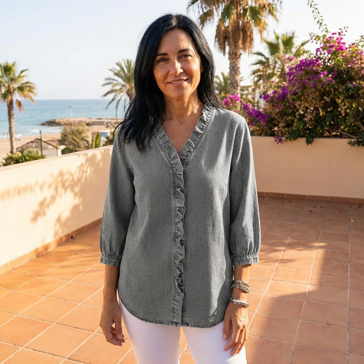 Lucía | Blusa denim fluida con cuello en V
