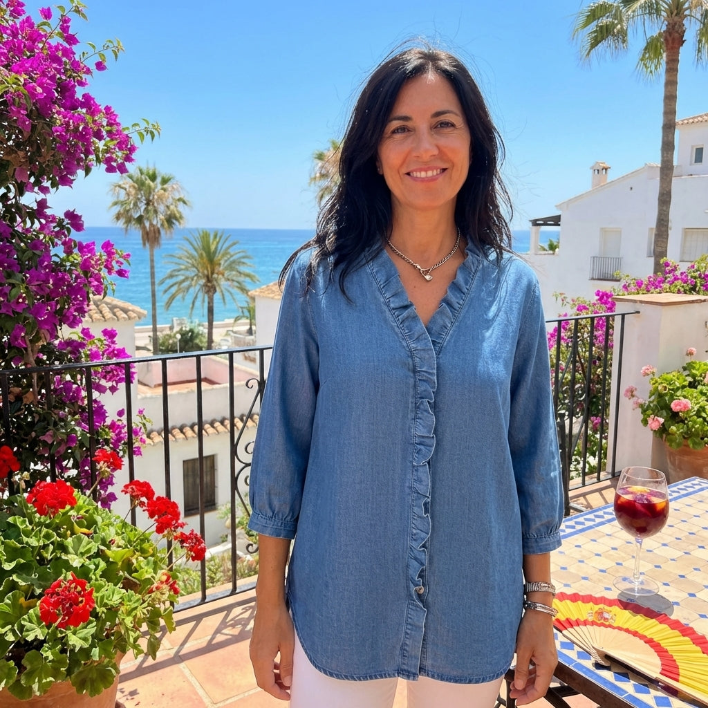 Lucía | Blusa denim fluida con cuello en V