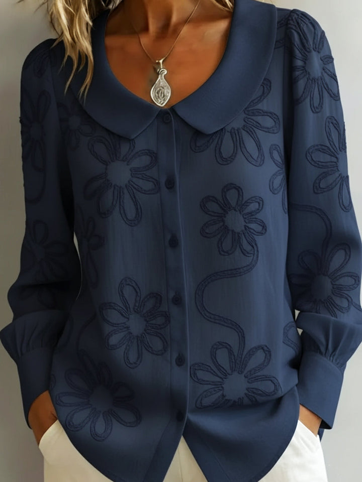 Blusa Floral con Cuello Peter Pan