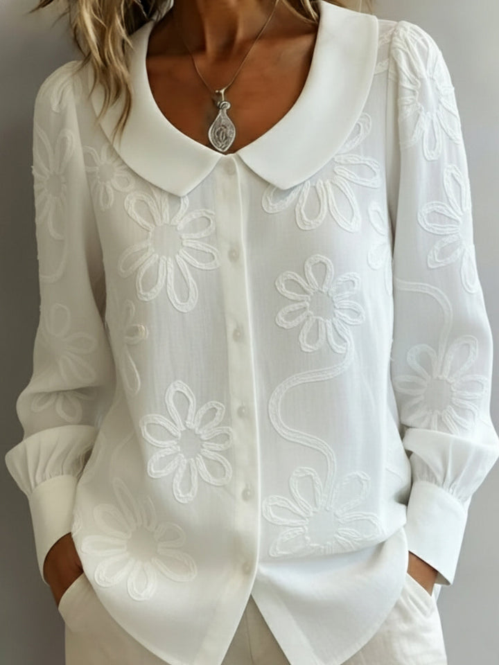 Blusa Floral con Cuello Peter Pan