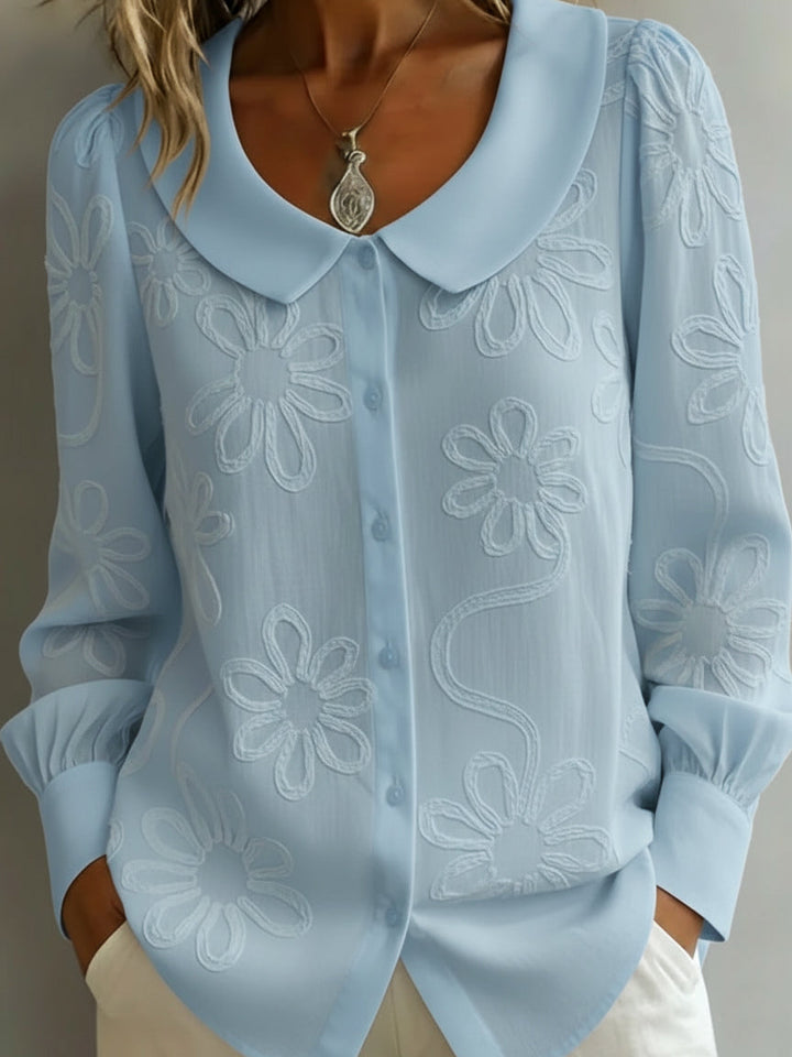 Blusa Floral con Cuello Peter Pan