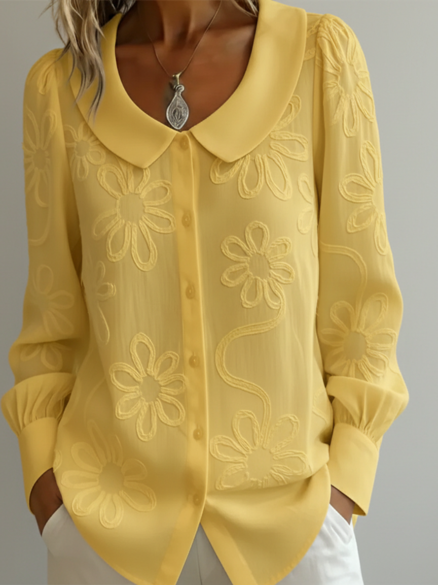 Blusa Floral con Cuello Peter Pan